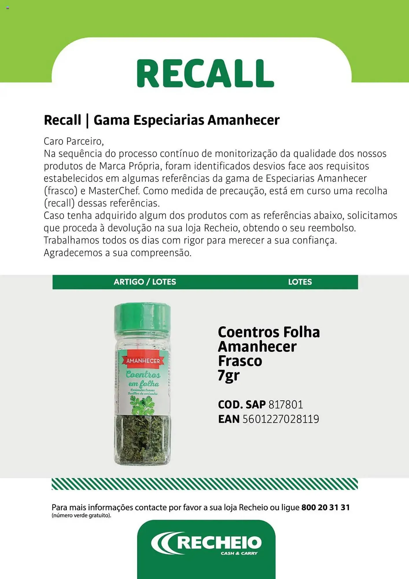 Folheto Folheto Recheio de 30 de julho até 1 de janeiro 2026 - Pagina 1