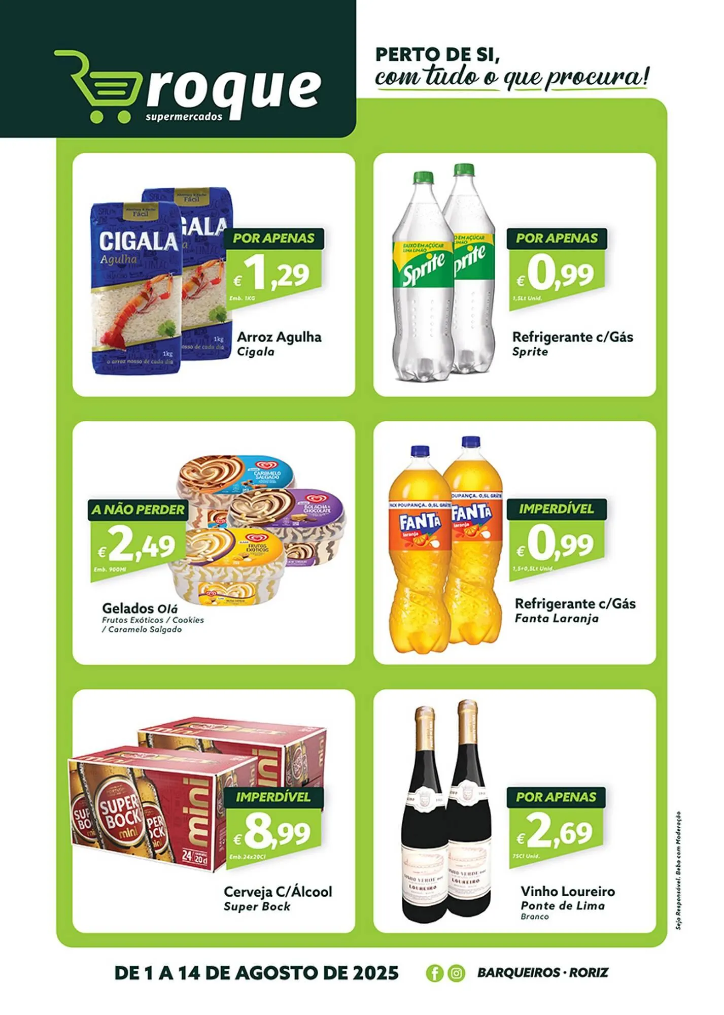 Folheto Folheto Roque Supermercados de 1 de agosto até 14 de agosto 2025 - Pagina 1
