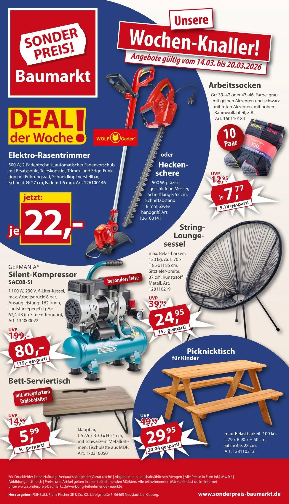 Sonderpreis-Baumarkt Prospekte von 14. März bis 20. März 2026 - Prospekt seite 1