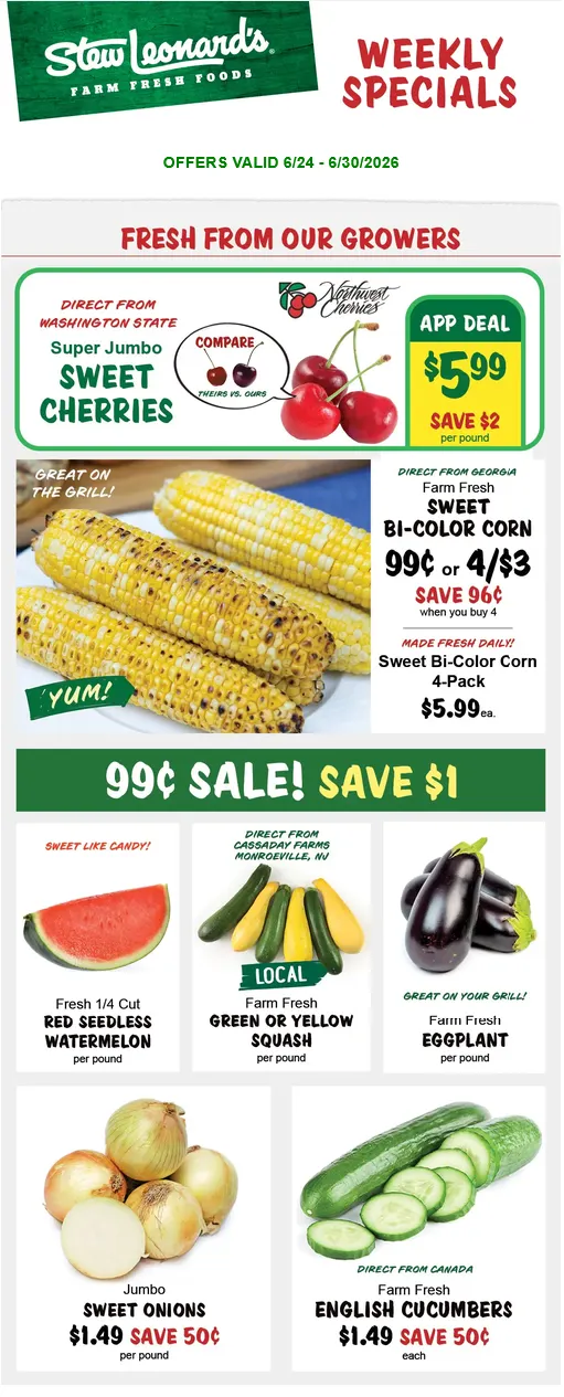 Weekly ad Stew Leonard's Sales from June 24 to June 30 2026 - Page 1