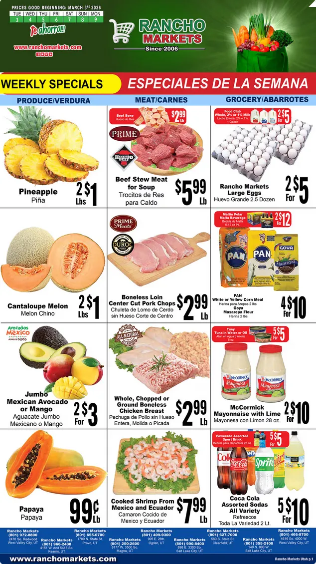 Weekly ad Rancho Markets Sales from March 3 to March 9 2026 - Page 1