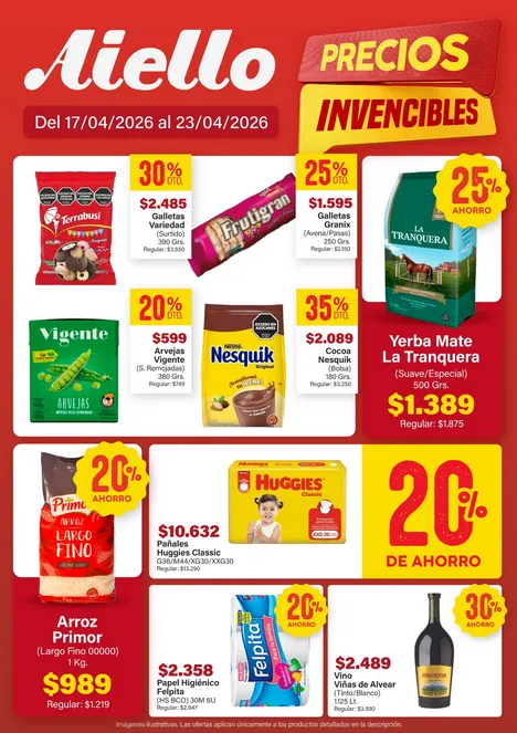 Ofertas de Ofertas Aiello Supermercados 17 de abril al 23 de abril 2026 - Página 1 del catálogo