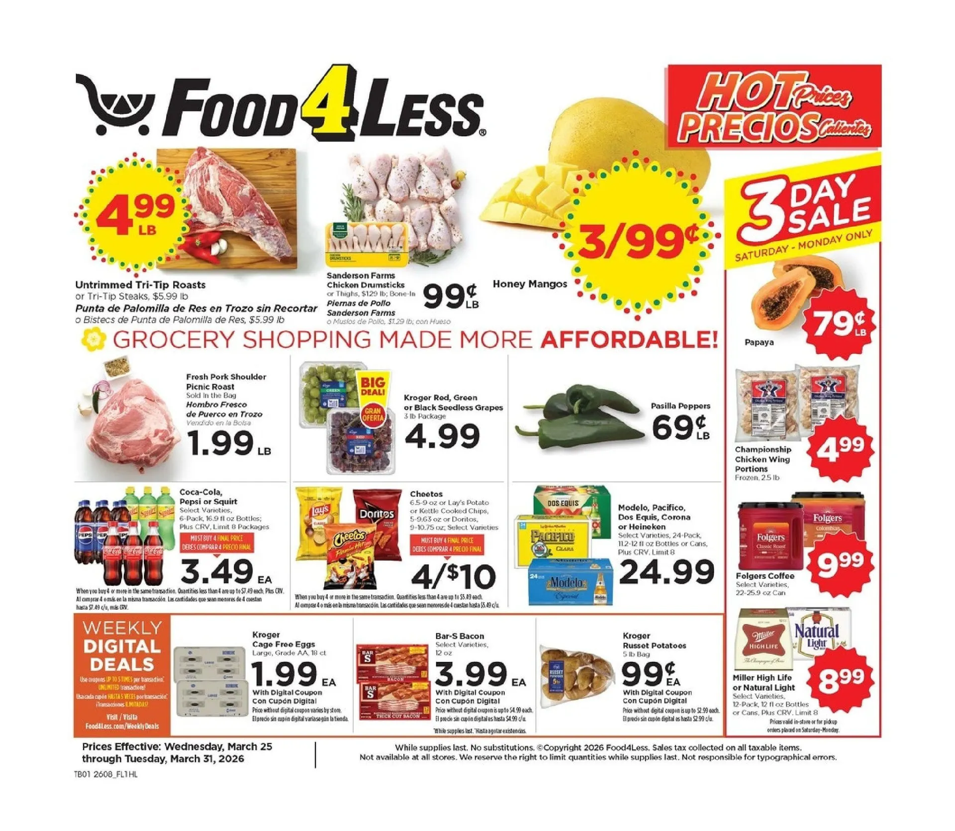 Weekly ad  Food 4 Less Sales from March 25 to March 31 2026 - Page 1