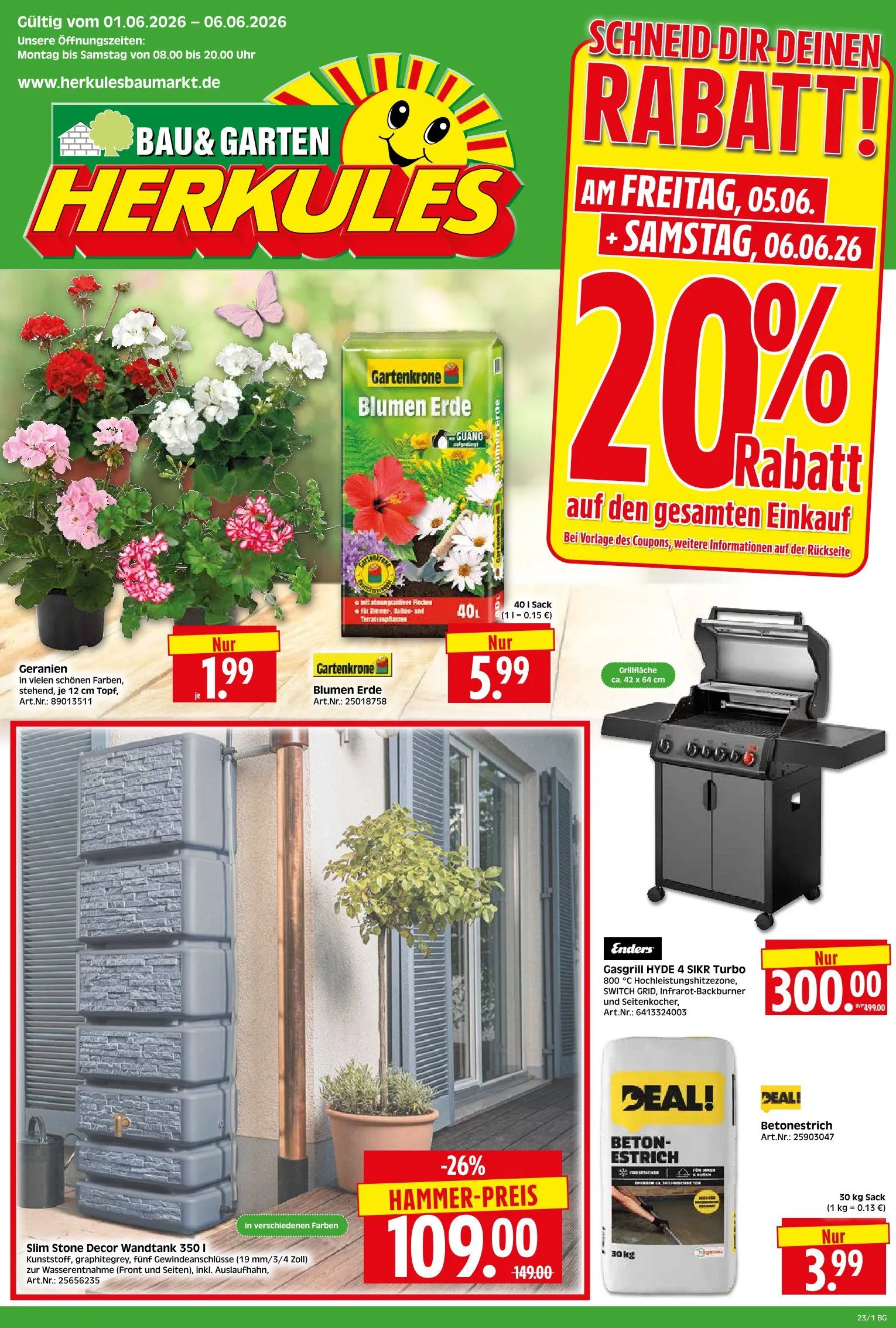 Herkules Baumarkt Angebote von 1. Juni bis 6. Juni 2026 - Prospekt seite 1