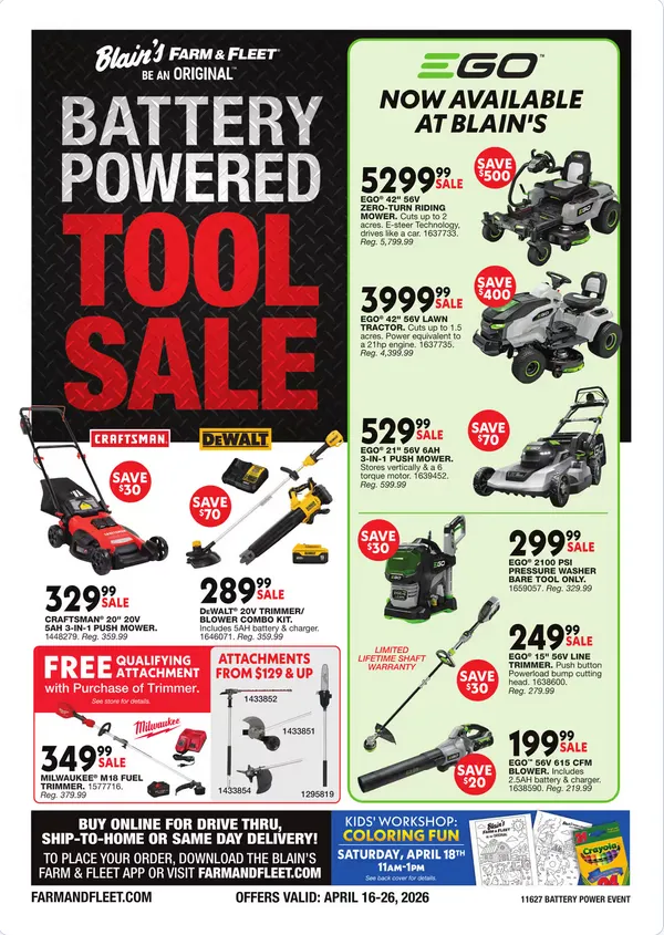 Weekly ad Blain's Farm & Fleet Sales from April 16 to April 26 2026 - Page 1