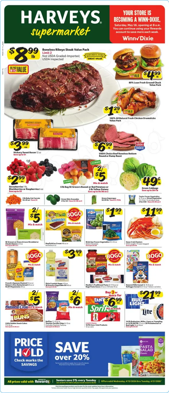 Weekly ad Harveys Supermarket Sales from April 15 to April 21 2026 - Page 1