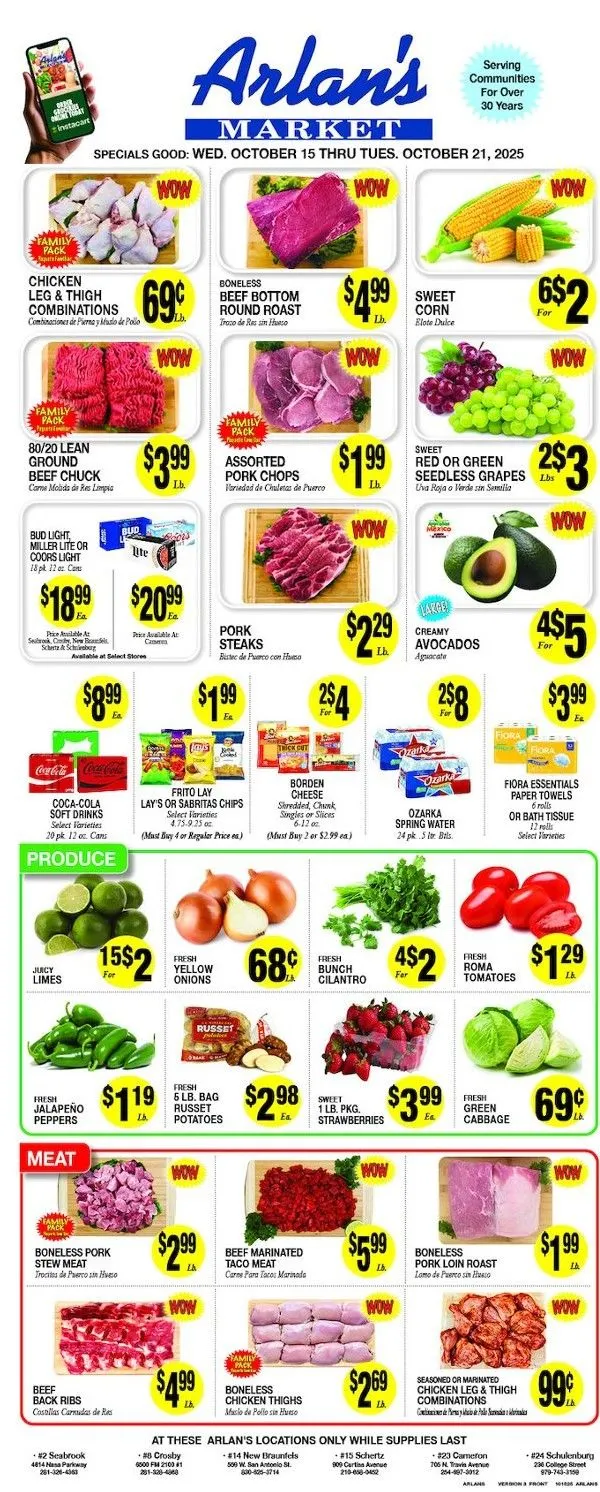 Weekly ad Arlan's Market Sales from October 15 to October 21 2025 - Page 1
