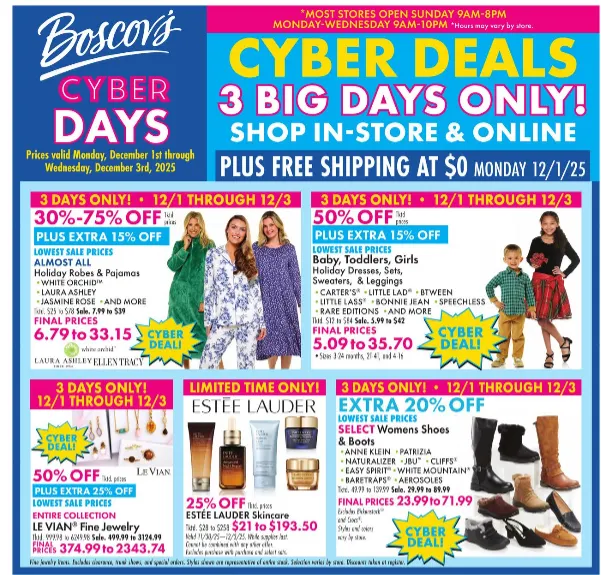 Boscov's Sales - December 1 December 3 2025
