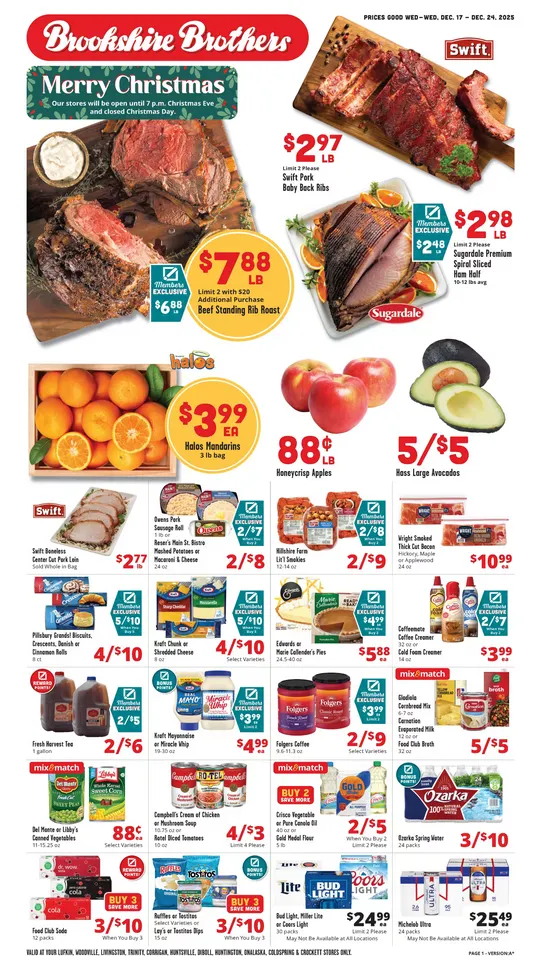 Weekly ad Brookshire Brothers Sales from December 17 to December 23 2025 - Page 1