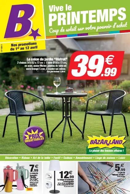  Catalogues Bazarland du 1 avril au 12 avril 2026 - Catalogue page 1