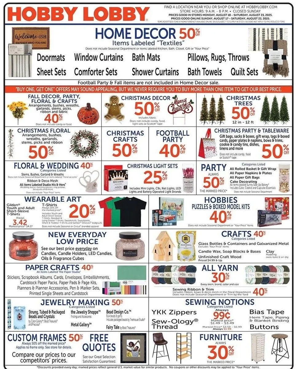 Weekly ad Hobby Lobby Sales from August 18 to August 24 2025 - Page 