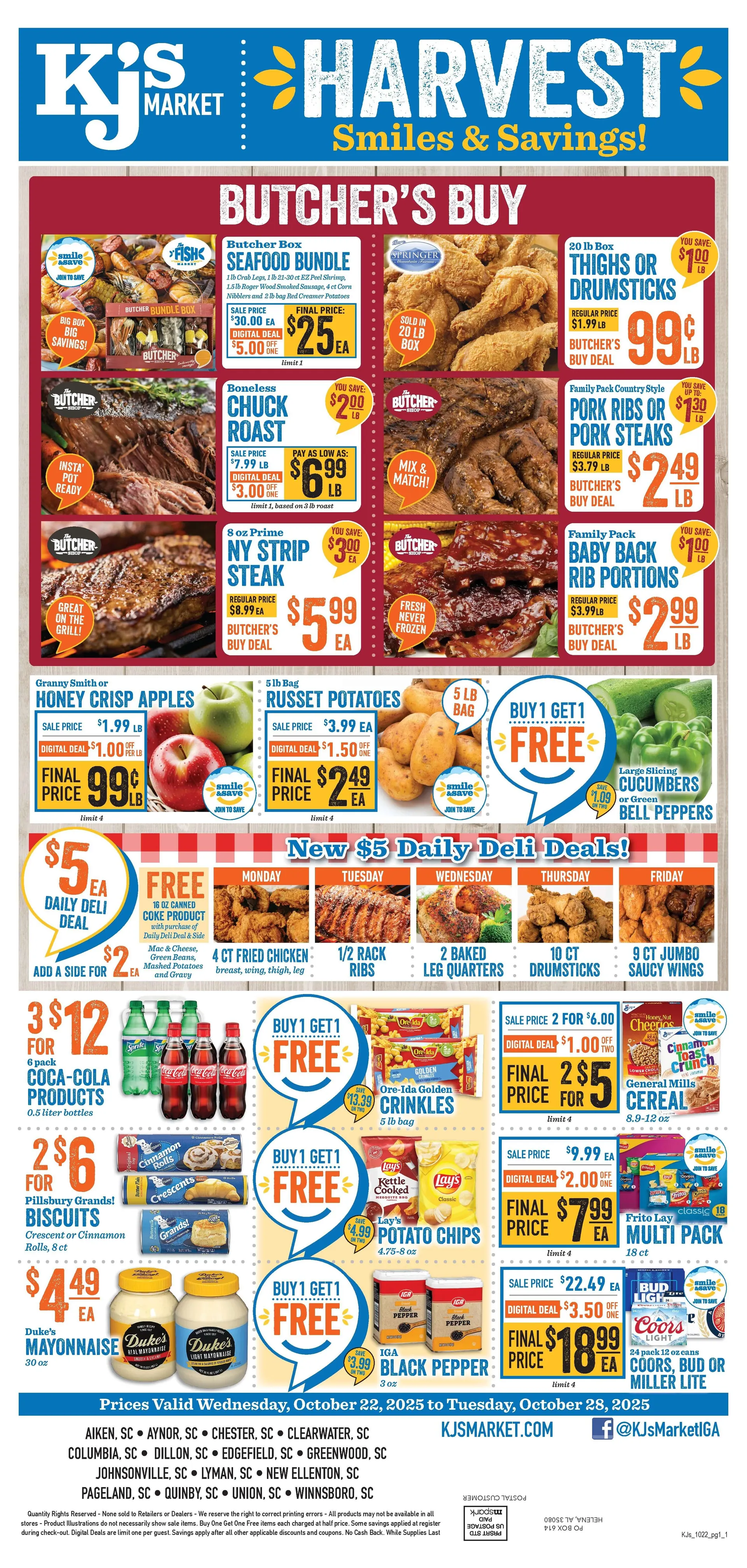 Weekly ad KJ´s Market Sales from October 22 to October 28 2025 - Page 1