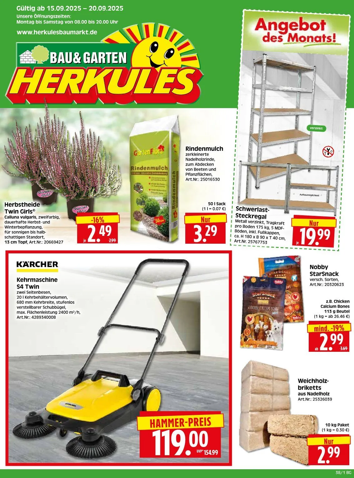 Herkules Baumarkt Prospekte  von 15. September bis 20. September 2025 - Prospekt seite 1