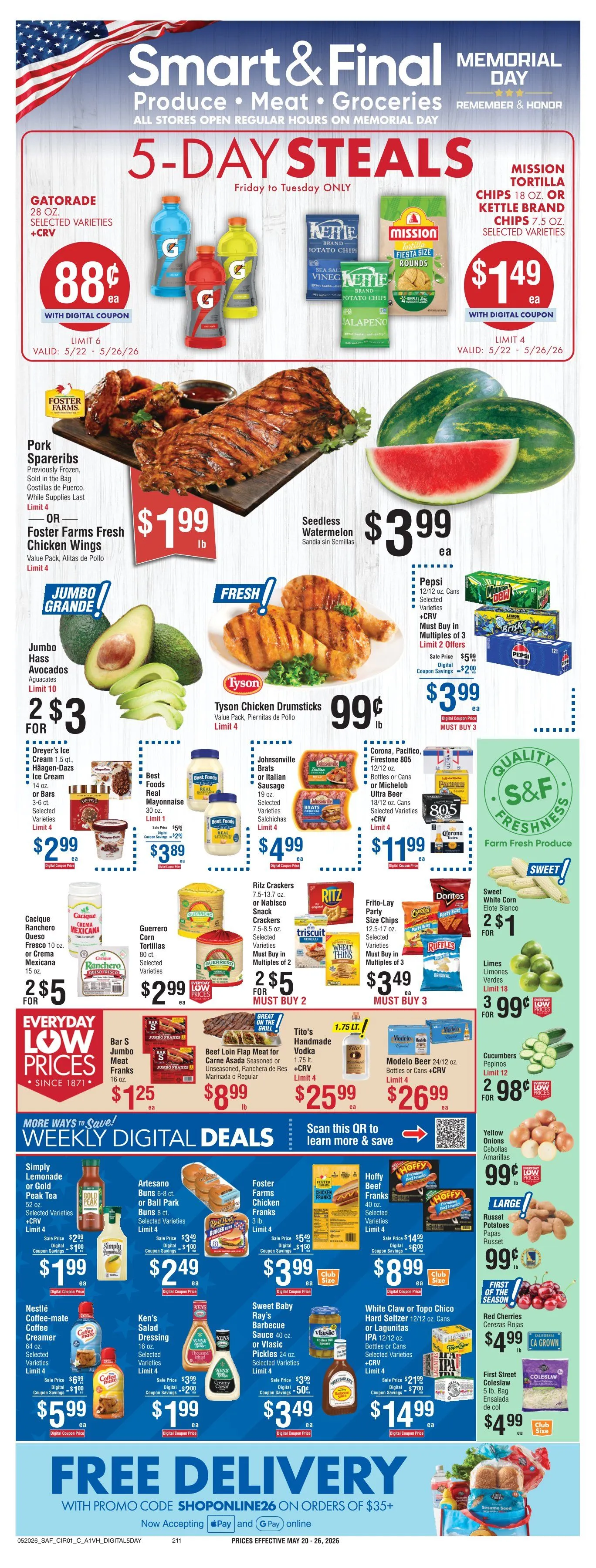 Weekly promotion Smart and Final Sales spanning from May 20 to May 26 2026 - Page 1 for Catalogue 365