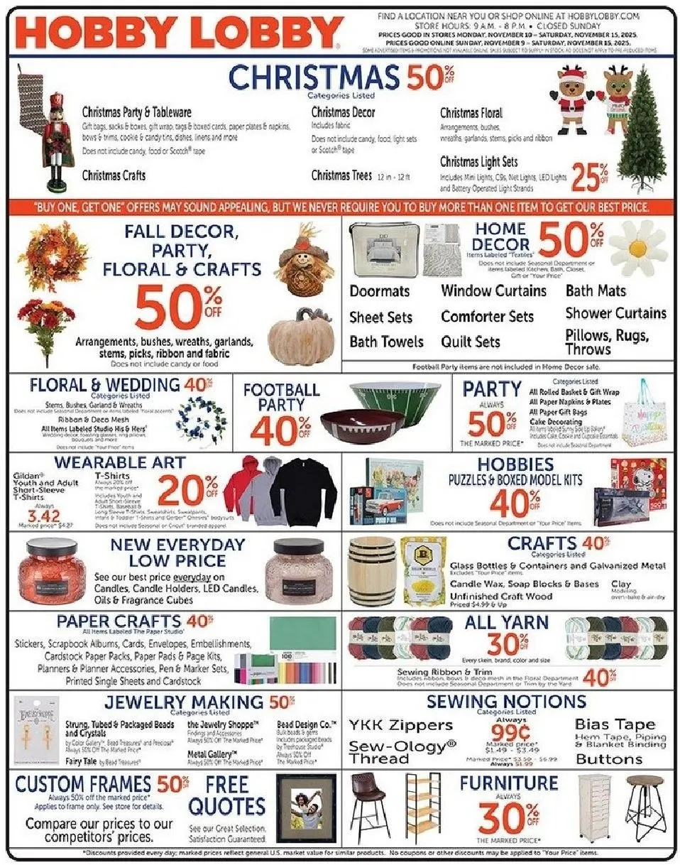 Weekly ad Hobby Lobby Sales from November 10 to November 15 2025 - Page 1