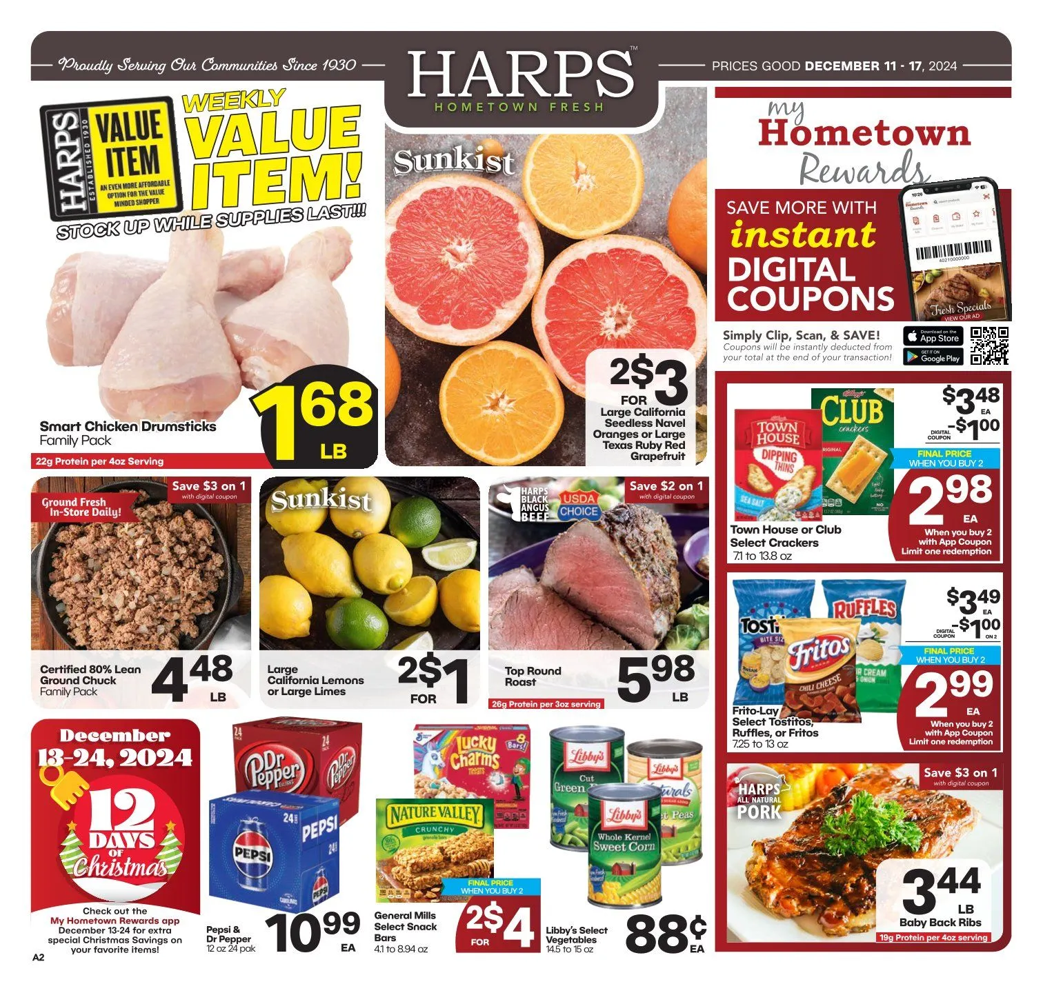 Weekly ad Christmas deals at Harps Foods from December 11 to December 17 2024 - Page