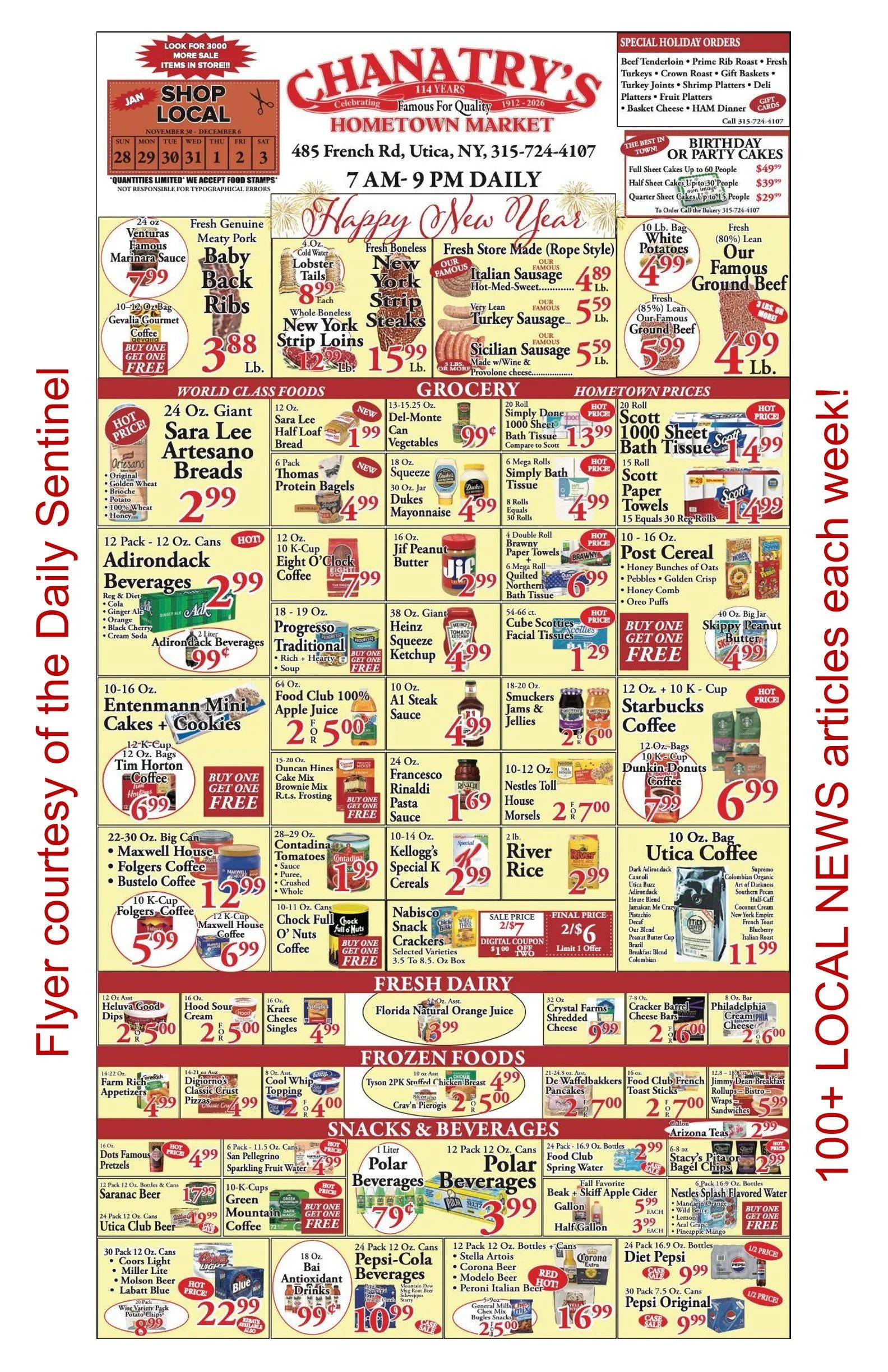 Weekly ad Chanatry's Hometown Marke Sales from December 29 to January 3 2026 - Page 1