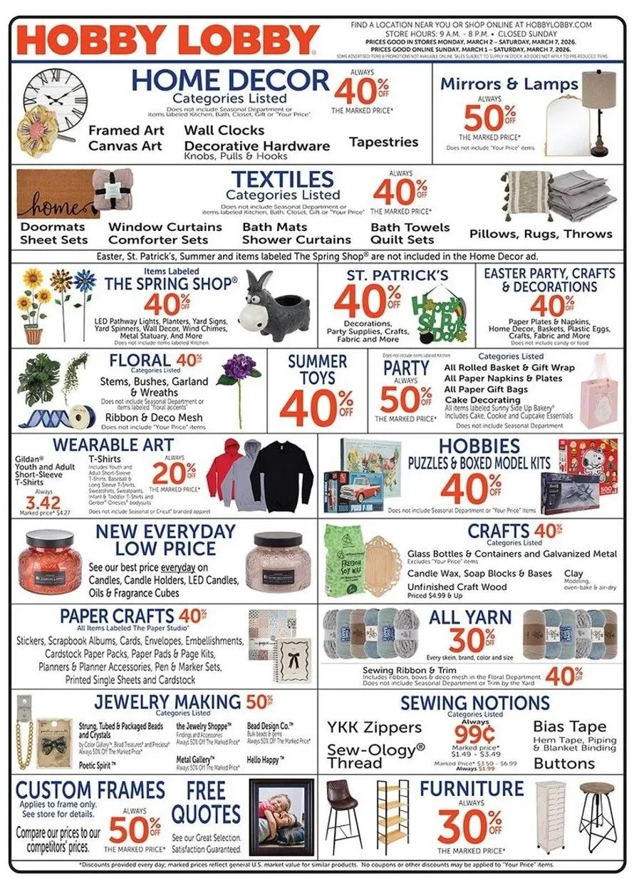 Weekly ad Hobby Lobby Sales from March 1 to March 7 2026 - Page 1