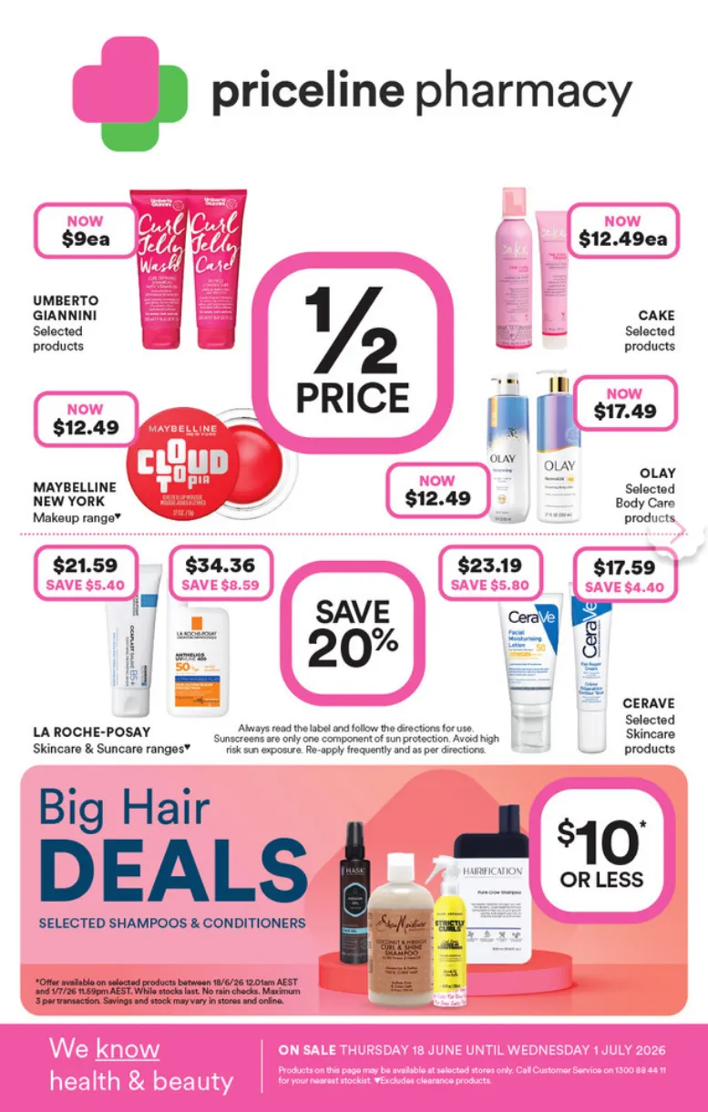Priceline Sales - Catalogue valid from 18 June to 1 July 2026 - page 1