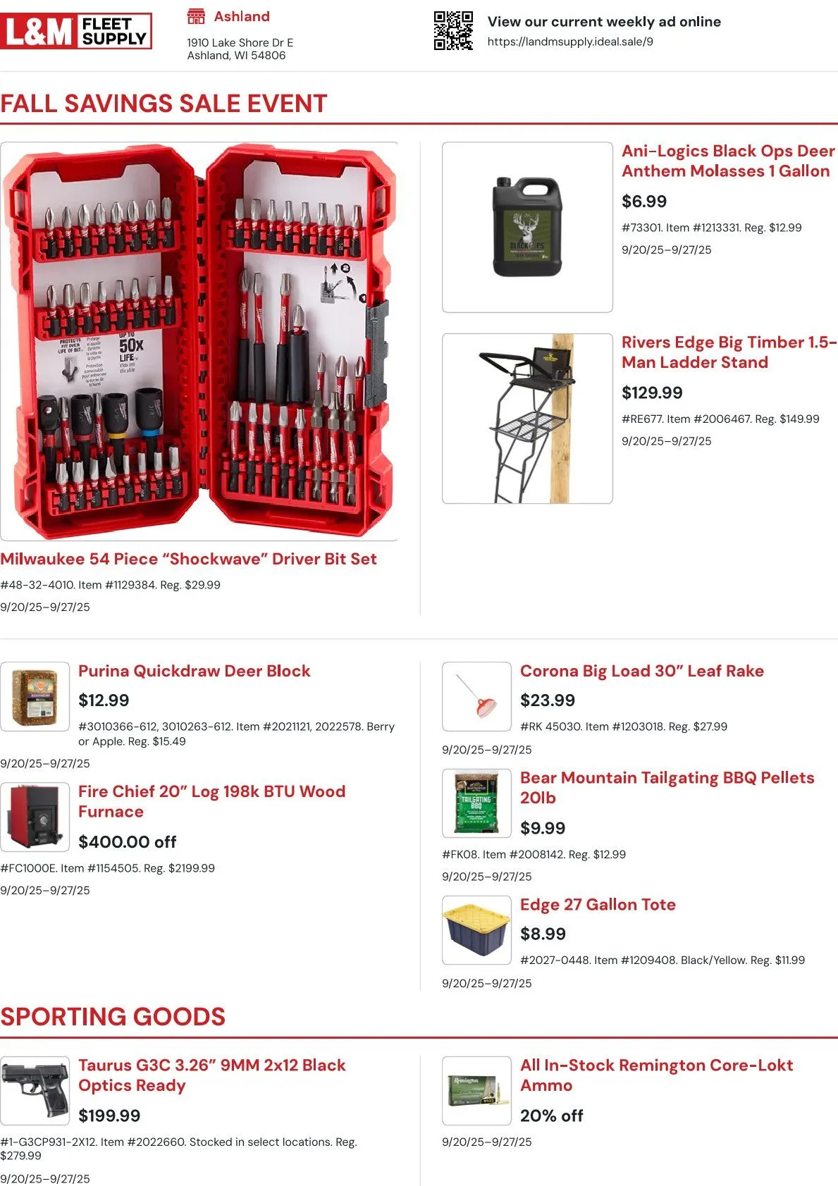 Weekly promotion L&M Fleet Supply Sales spanning from September 24 to September 30 2025 - Page  for Catalogue 365