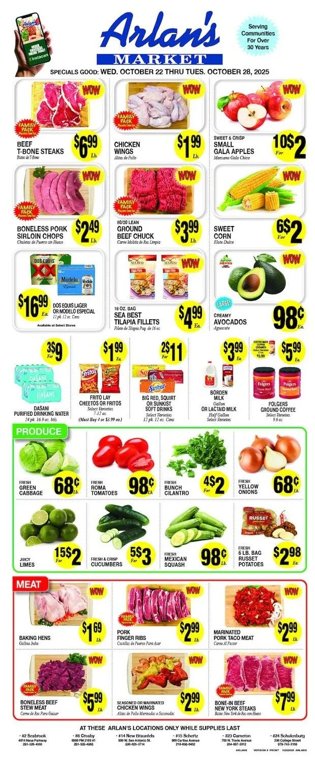 Weekly ad Arlan's Market Sales from October 22 to October 28 2025 - Page 1