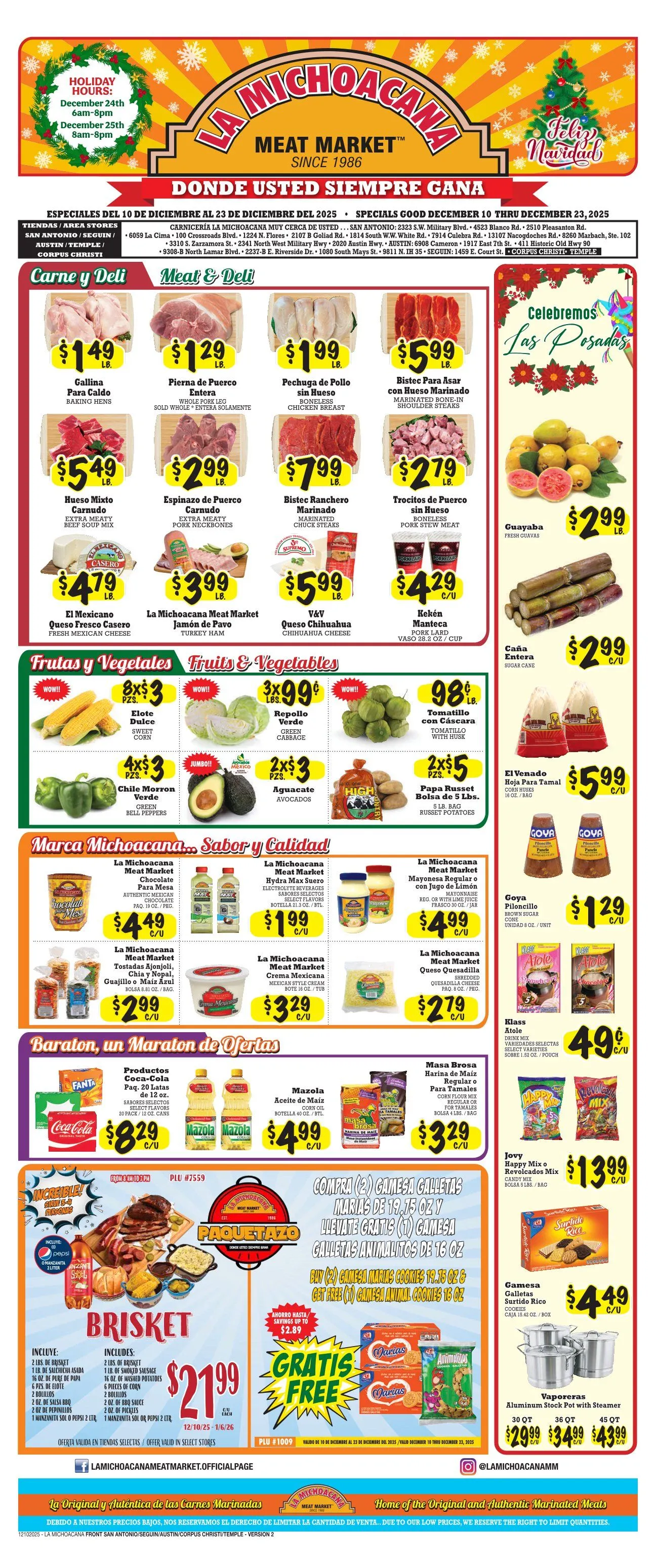 Weekly ad La Michoacana Meat Market Sales from December 10 to December 22 2025 - Page 1