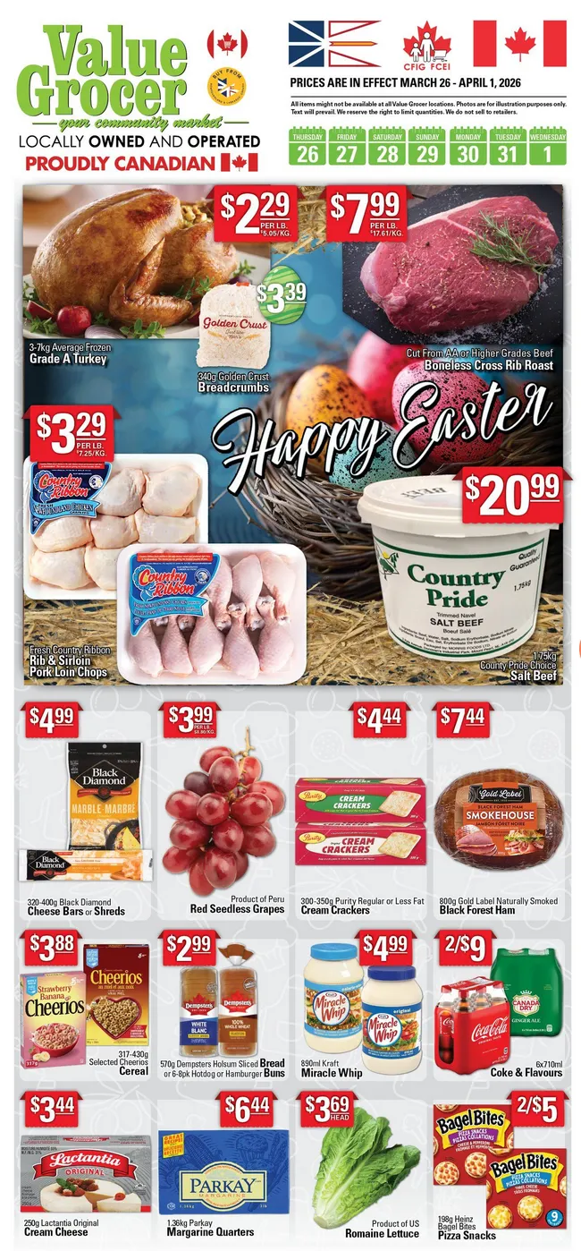 Value Grocer Sales from March 26 to April 1 2026 - flyer page 1
