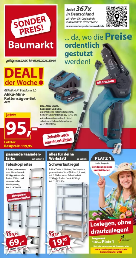 Sonderpreis-Baumarkt Angebote von 2. Mai bis 8. Mai 2026 - Prospekt seite 1