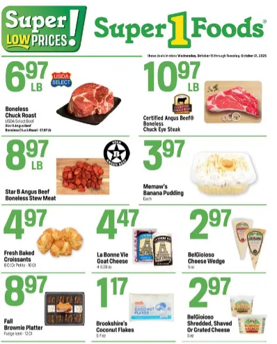 Weekly ad Super 1 Foods Sales from October 15 to October 21 2025 - Page 1