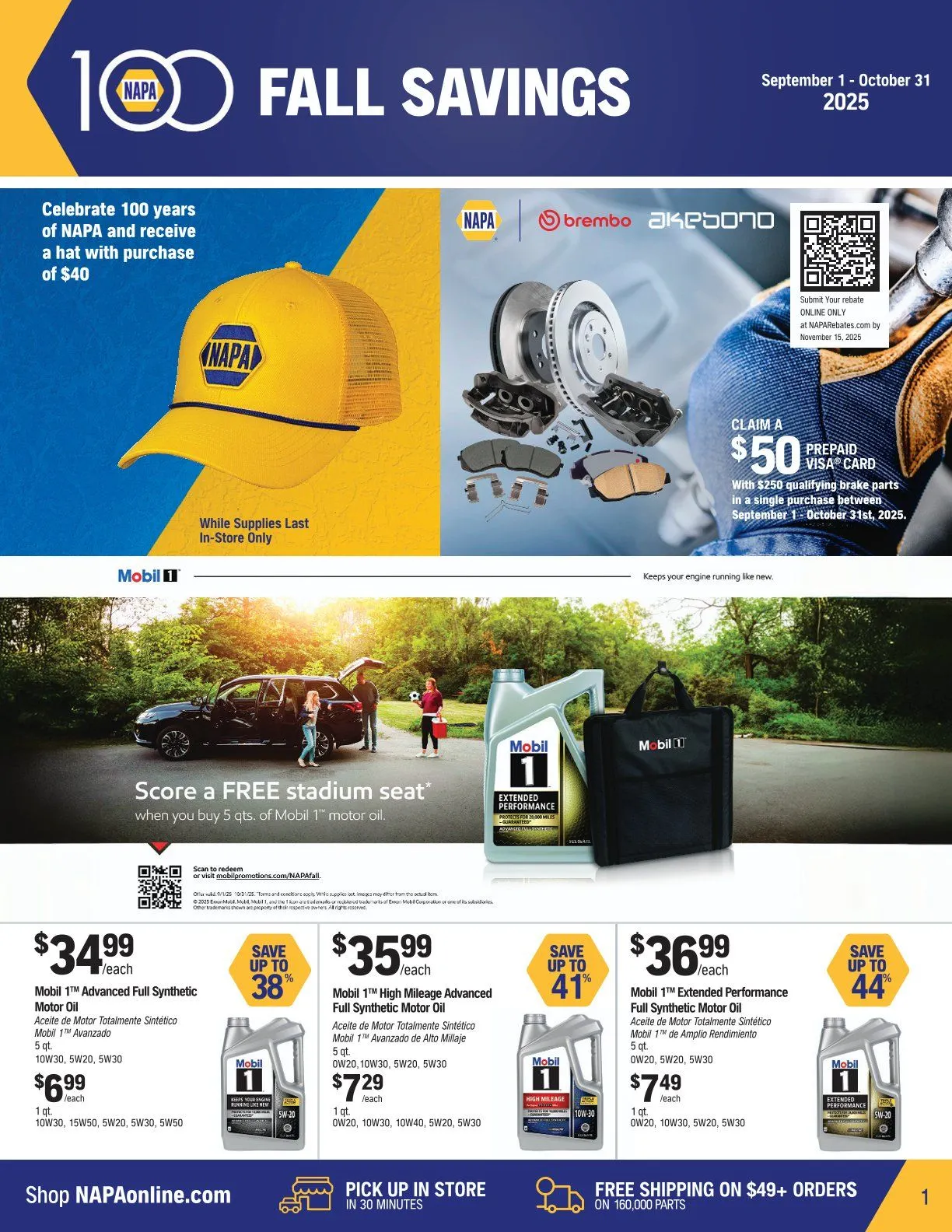 NAPA Auto Parts flyers from September 1 to October 31 2025 - flyer page 1