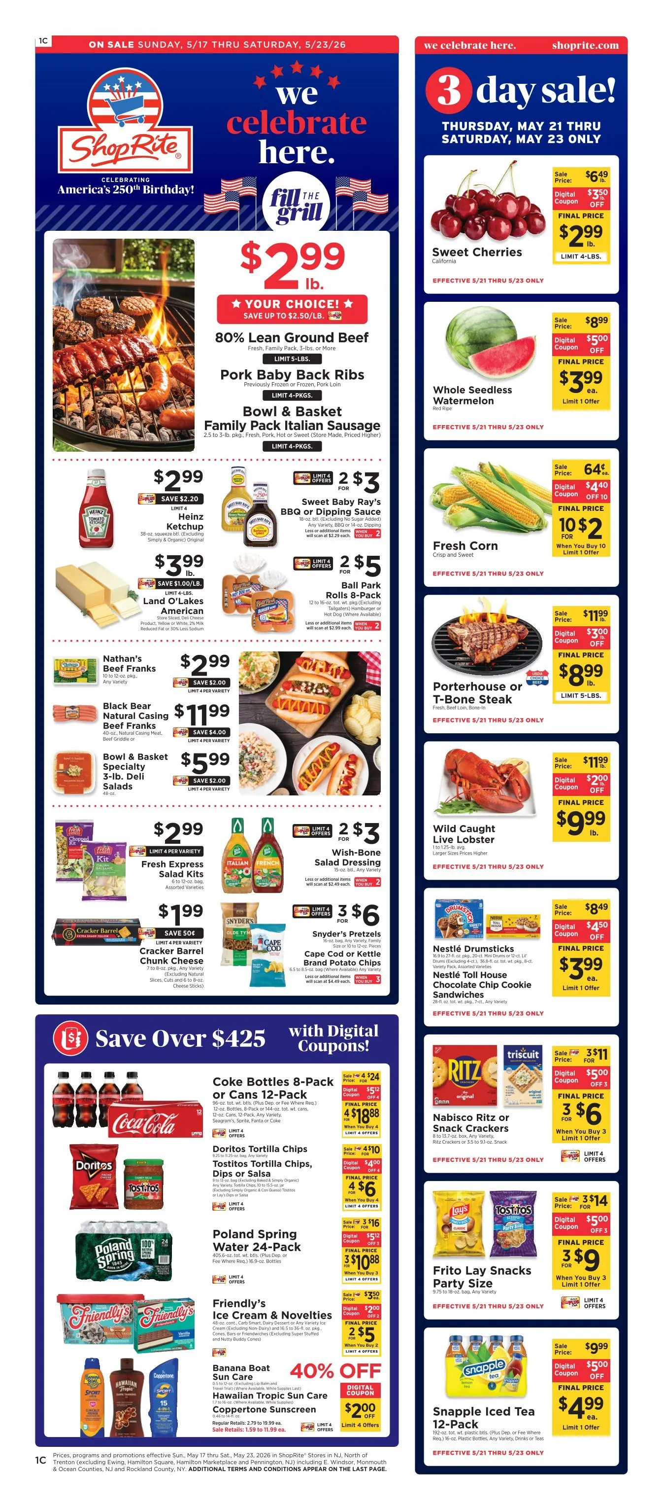 Weekly promotion ShopRite Sales spanning from May 17 to May 23 2026 - Page 1 for Catalogue 365