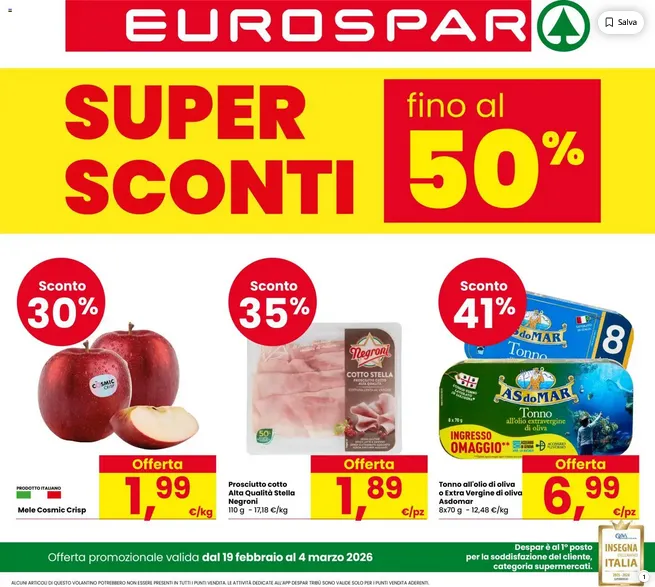 Volantino Eurospar da 20 febbraio a 4 marzo di 2026 - Pagina del volantino