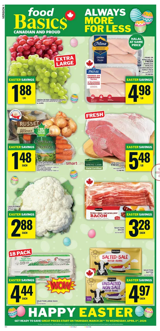 Food Basics Sales from March 26 to April 1 2026 - flyer page 1