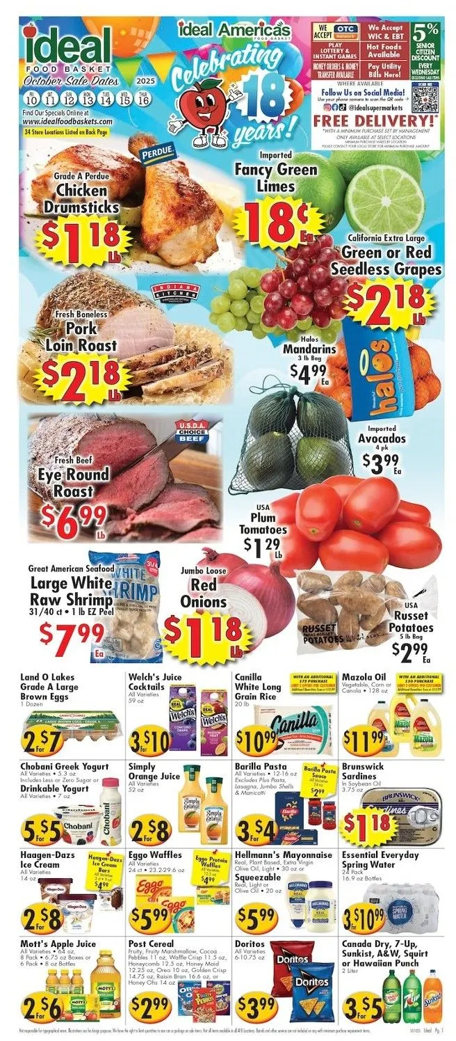 Weekly ad Ideal Food Basket Sales from October 10 to October 16 2025 - Page 1