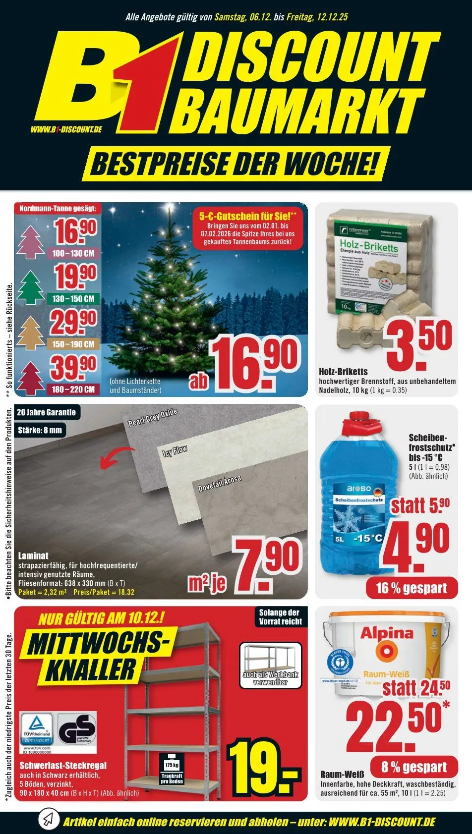 B1 Discount Baumarkt Sales von 6. Dezember bis 12. Dezember 2025 - Prospekt seite 1