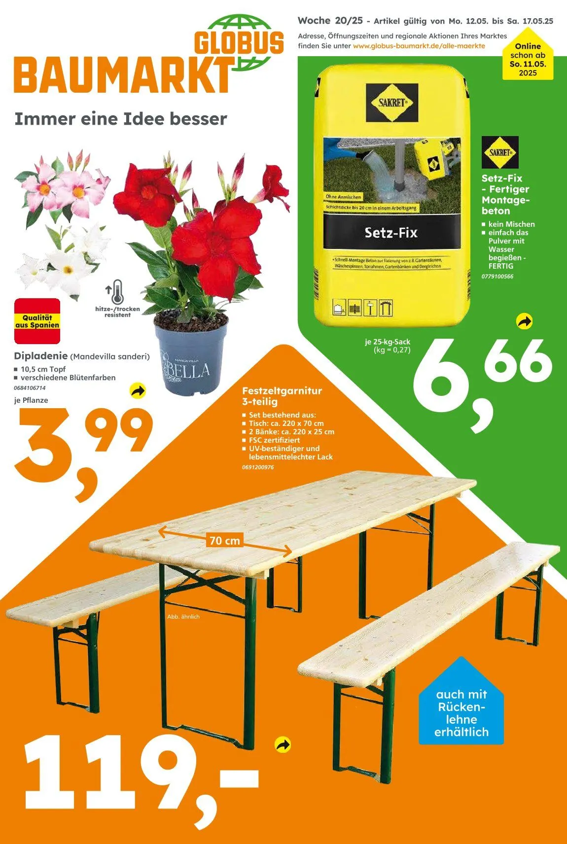 Globus Baumarkt Prospekt von 11. Mai bis 17. Mai 2025 - Prospekt seite 1
