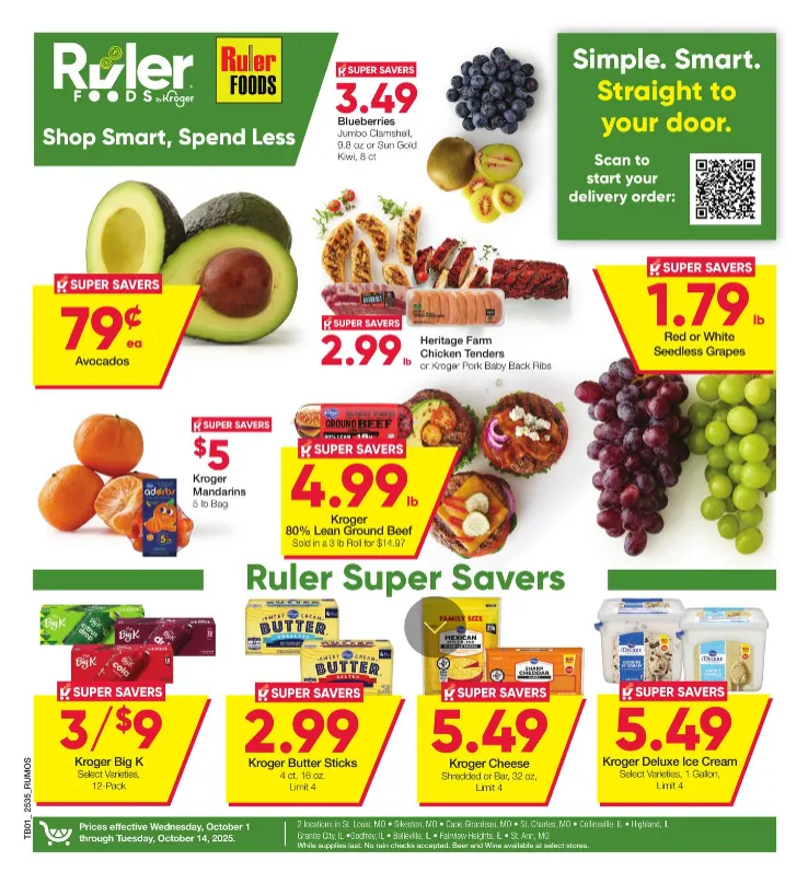 Weekly ad Ruler Foods Sales from October 1 to October 14 2025 - Page 1