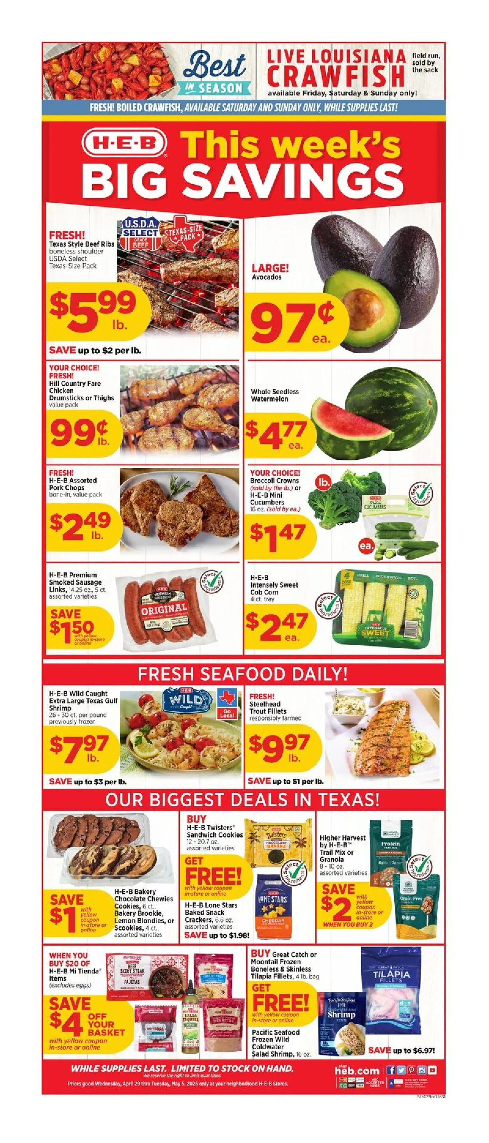 Weekly promotion H-E-B Sales spanning from April 29 to May 5 2026 - Page 1 for Catalogue 365