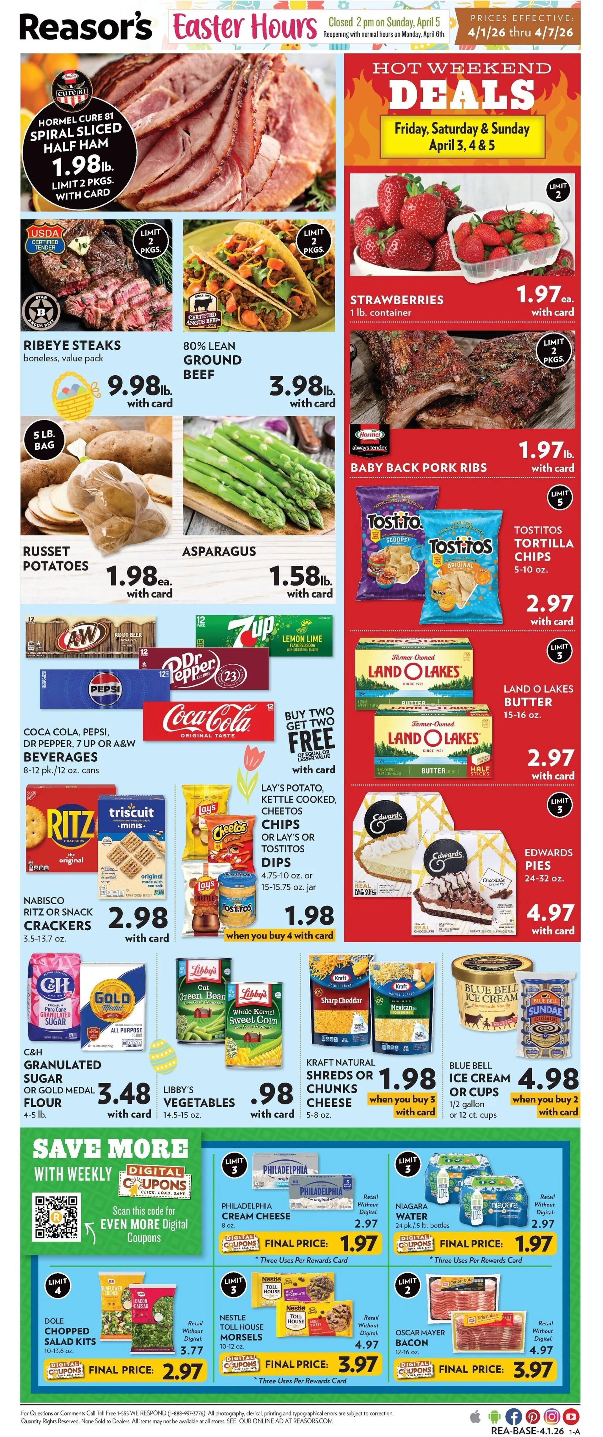 Weekly promotion  Reasor's Sales spanning from April 1 to April 7 2026 - Page 1 for Catalogue 365