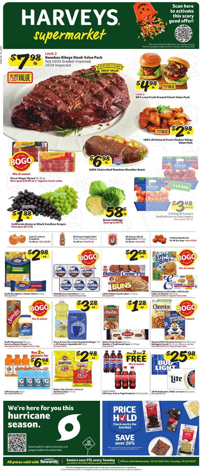 Weekly ad Harveys Supermarket Sales from October 15 to October 21 2025 - Page 1