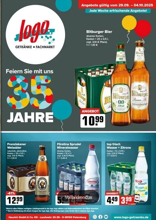 Logo Getränkemarkt Prospekte  von 29. September bis 4. Oktober 2025 - Prospekt seite 1