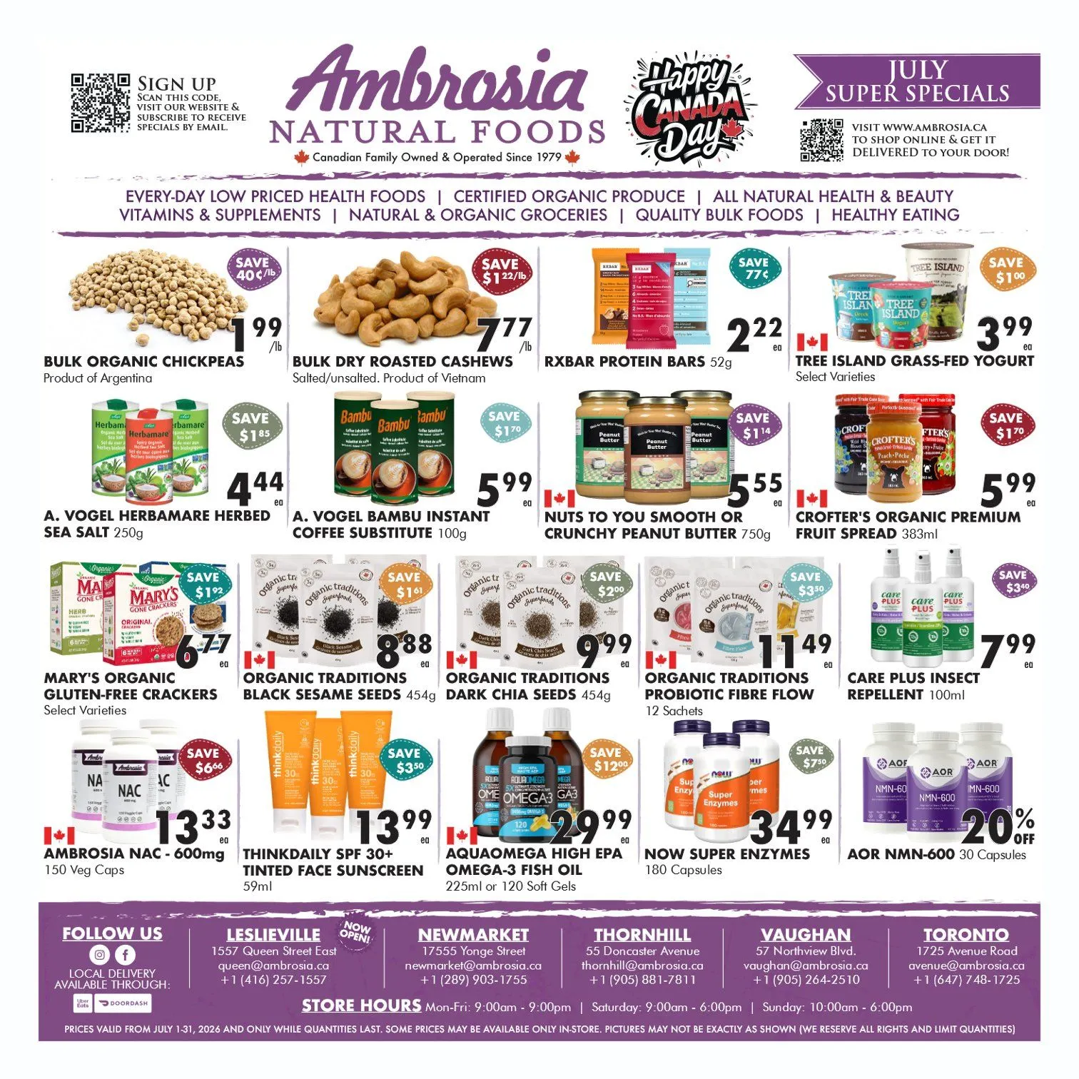 Ambrosia Natural Foods Sales from July 3 to July 9 2026 - flyer page 1