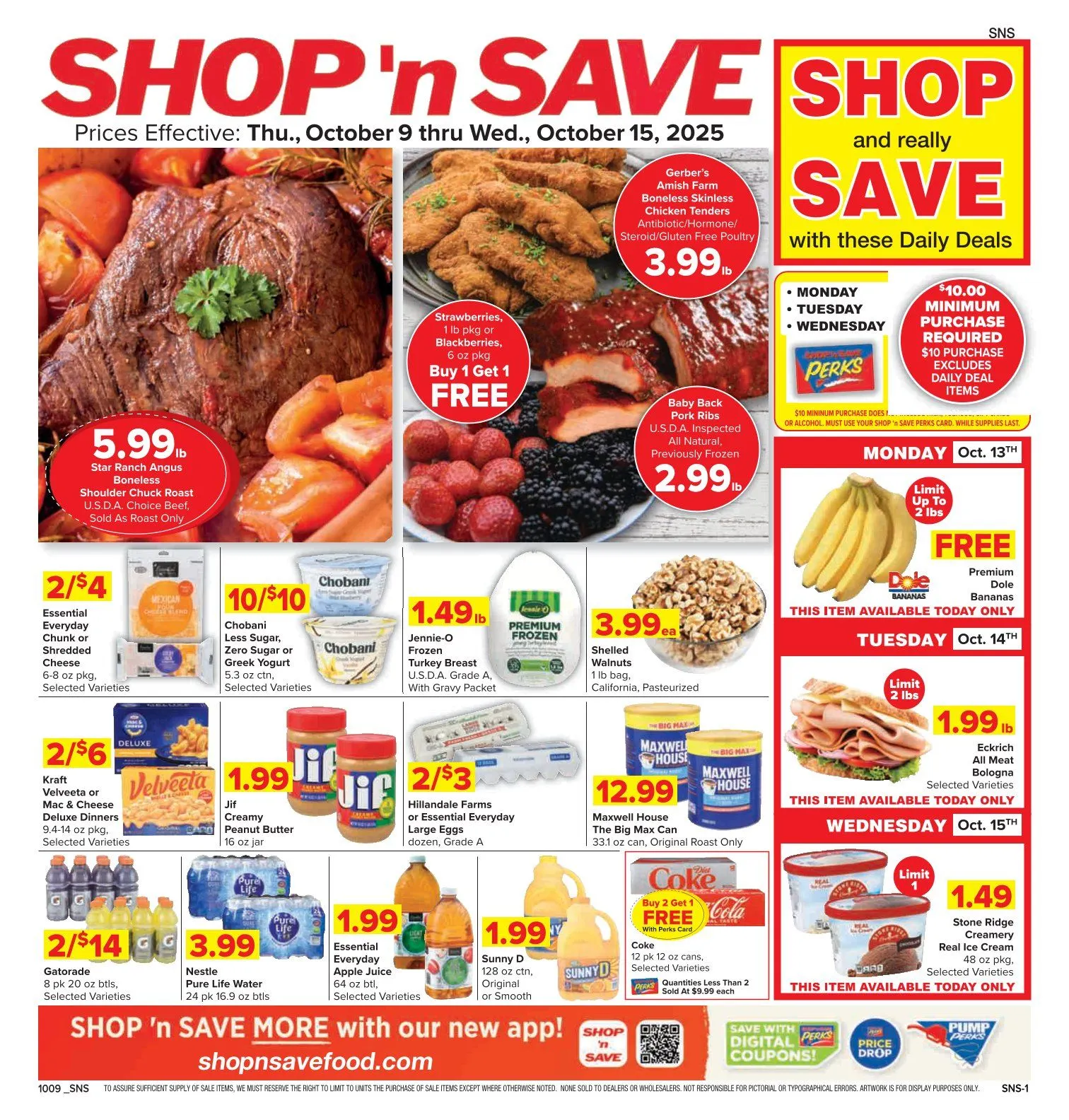 Weekly ad Shop'n Save Sales from October 9 to October 15 2025 - Page 1