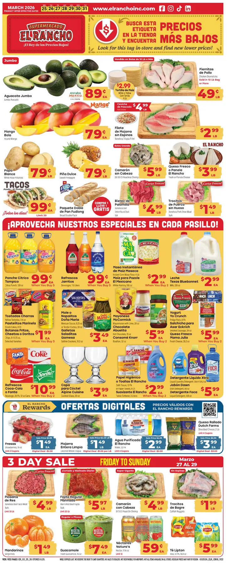 Weekly promotion El Rancho Sales spanning from March 25 to March 31 2026 - Page 1 for Catalogue 365