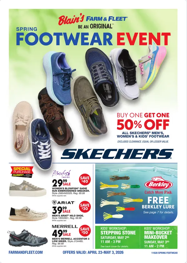 Weekly promotion Blain's Farm & Fleet Sales spanning from April 23 to May 3 2026 - Page 1 for Catalogue 365