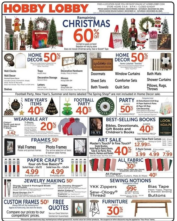 Weekly ad Hobby Lobby Sales from December 15 to December 20 2025 - Page 1