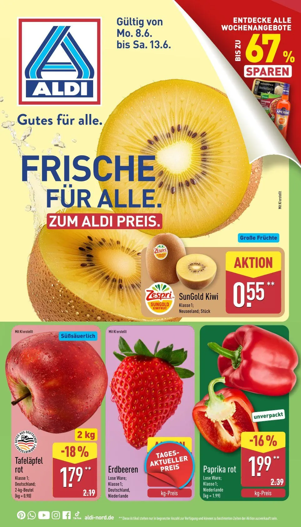 ALDI Nord Prospekte von 8. Juni bis 13. Juni 2026 - Prospekt seite 1