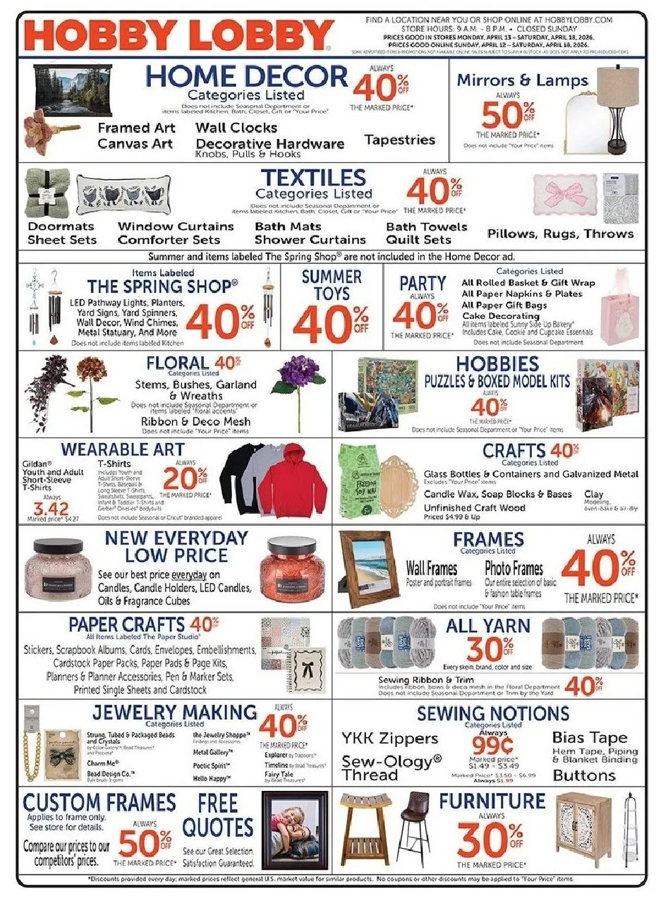 Weekly ad Hobby Lobby Sales from April 13 to April 18 2026 - Page 1