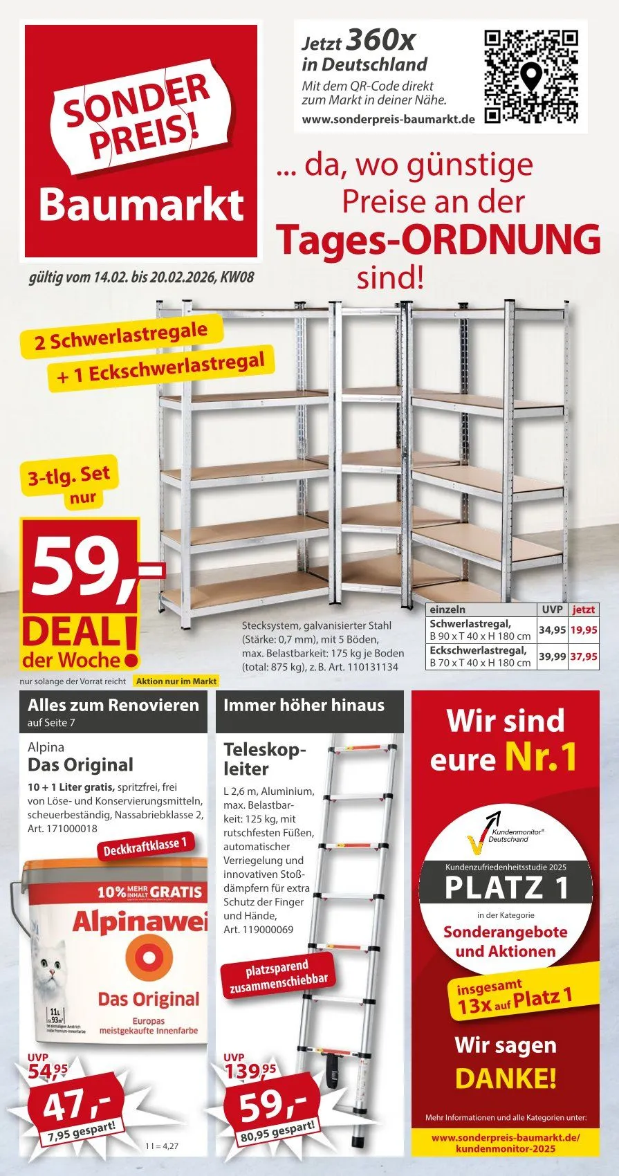  Prospekt Sonderpreis-Baumarkt von 14. Februar bis 20. Februar 2026 - Prospekt seite 1