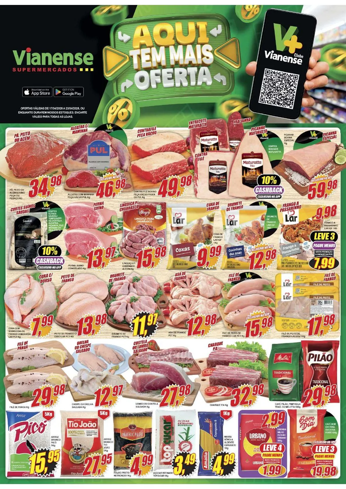 Encarte de Folhetos Vianense Supermercados 17 de abril até 23 de abril 2026 - Pagina 1